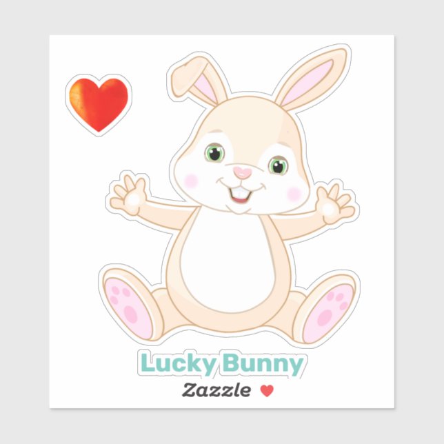 Drôle Lucky Bunny Pâques et Sticker Coeur (Feuille)