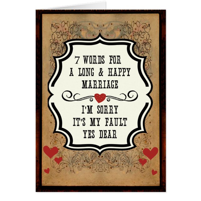 Drôle Mariage 7 Mots Pour Un Mariage Long Et Heure (Devant)