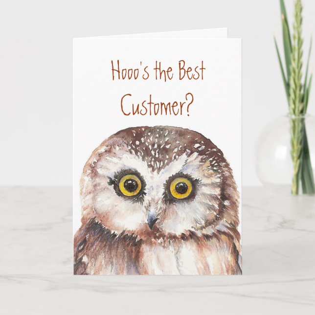 Drôle meilleur client ? Humour de Merci Wise Owl (Devant)
