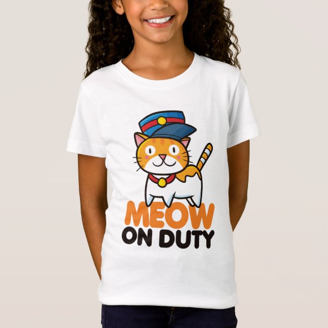 Drôle Meow sur T-shirt de service (Devant)