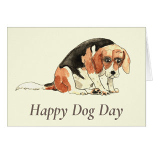 Drôle mignon Beagle chien d'aquarelle Humour d'art