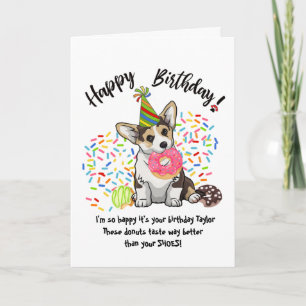 Drôle mignon Corgi Chien Carte d'Anniversaire Donu