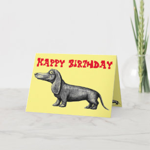Drôle mignon dachshund joyeux carte d'anniversaire
