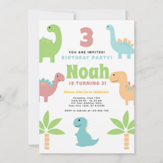 Drôle mignon Dinosaur Anniversaire Fête Invitation