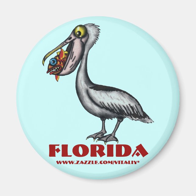 Drôle mignon Floride pélican et aimant de poisson (Devant)