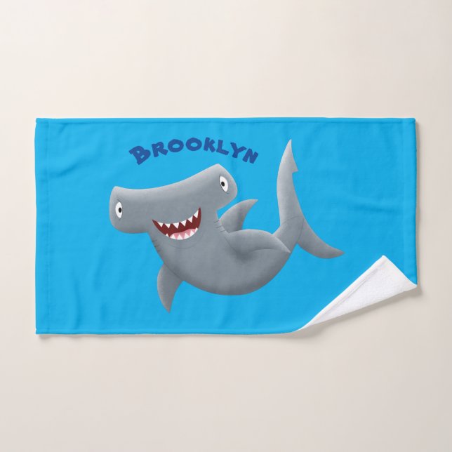 Drôle mignon requin marteau dessin animé (Serviette à main)