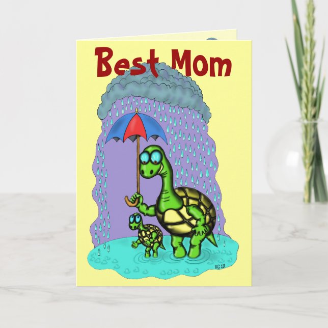 Drôle mignon tortues Meilleure maman carte de voeu (Devant)