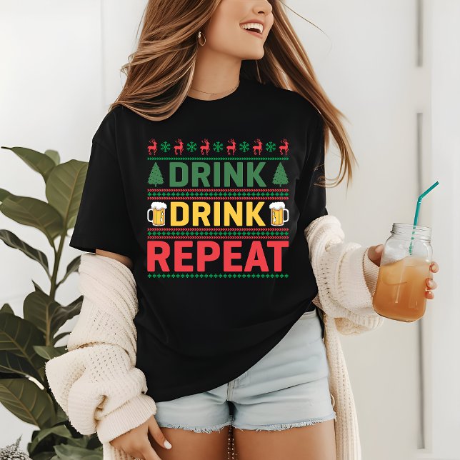 Drôle moche Sweat de Noël Boire de bière Script (Créateur téléchargé)