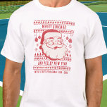 Drôle moche Sweat de Noël Custom Pickleball<br><div class="desc">Pendant la saison des Fêtes,  vous serez un succès sur les terrains de pickleball avec ce super tee-shirt. Le design présente une façade Père Noël vintage,  des boules de pickleballs et des décorations de noël. Ajoutez trois lignes de texte personnalisé. Parfait pour les cadeaux de vacances en pickleball.</div>