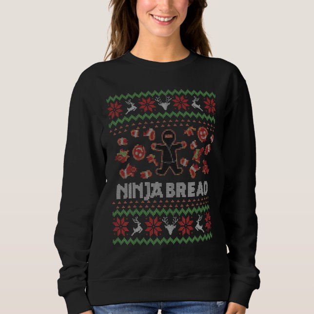 Drôle moche Sweat de Noël Ninja Pain Gingerbre (Devant)