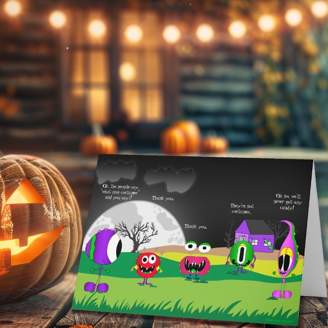 Drôle, Monstres, Carte Halloween (Check out this most awesome Halloween funny monsters greeting card!)