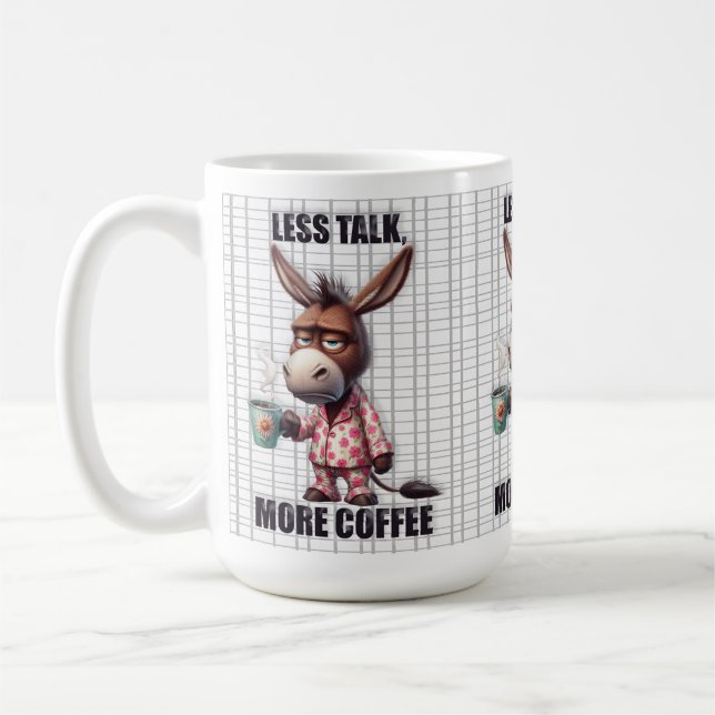 Drôle Mug d'âne - Moins parler Plus de café (Gauche)