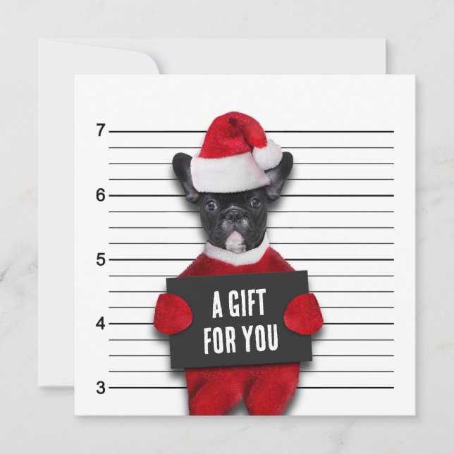 Drôle Mugshot Mauvais Père Noël Chien Carte cadeau (Devant)