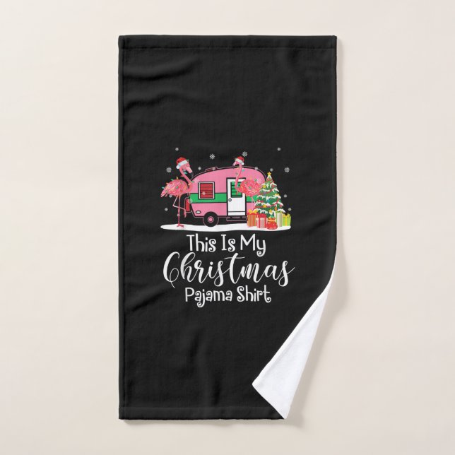 Drôle Noël Flamant rose cadeau Camper (Serviette à main)