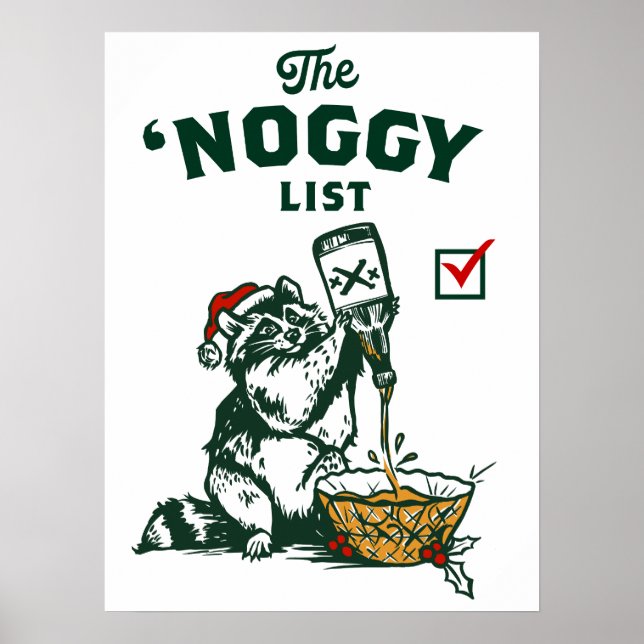 Drôle Noël Père Noël Boire du rhum Eggnog Poster (Devant)