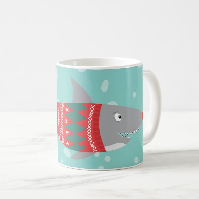 Drôle Noël Shark Coffee Mug (Devant droit)