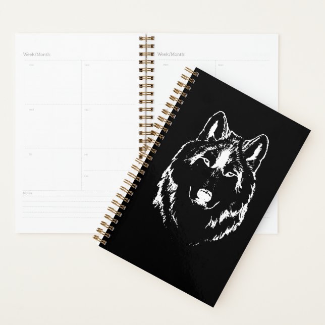 Drôle noir et blanc tête de loup croquis (Devant avec enveloppe)