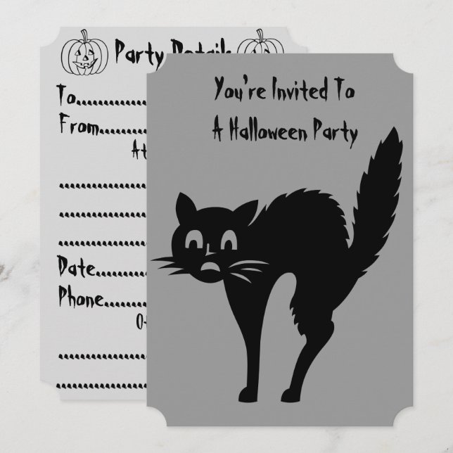 drôle noir fêté invitation de la fête halloween (Devant / Derrière)