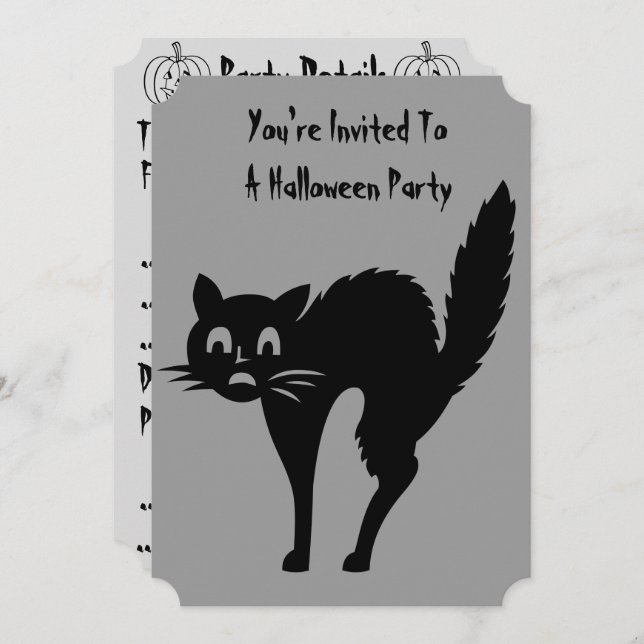 drôle noir fêté invitation de la fête halloween (Devant / Derrière)