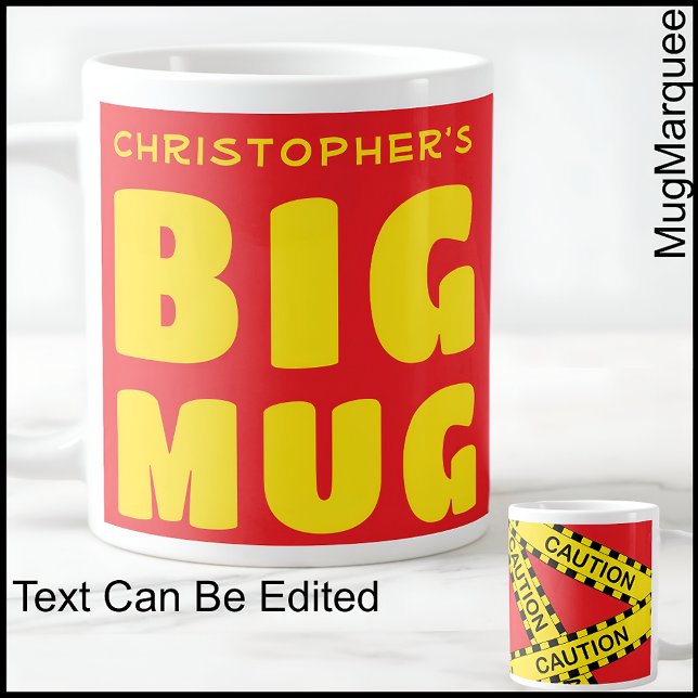 Drôle Nom personnalisé Big Mug Attention Bande 003 (Créateur téléchargé)