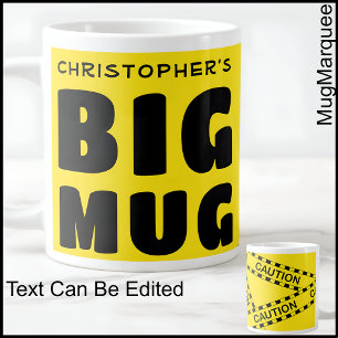 Drôle Nom personnalisé Big Mug Caution Bande 001