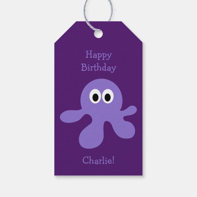 Drôle Octopus étiquettes cadeaux personnalisées (Dos)