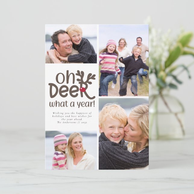 Drôle Oh Cerf Quelle Année Carte de Vœux Photo de  (Debout devant)