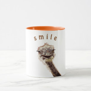 Drôle Ostrich Café Mug Smile - Texte personnalisé