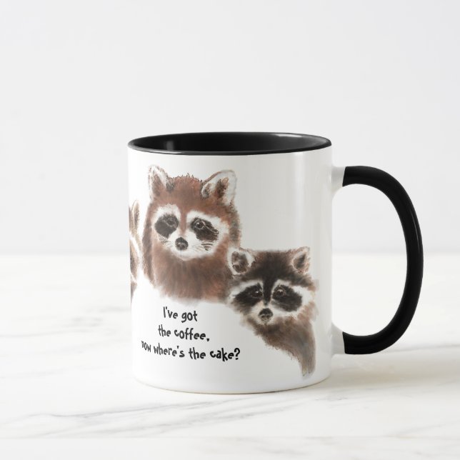 Drôle, Où est le gâteau, la Mug Raccoon, Animal (Droite)