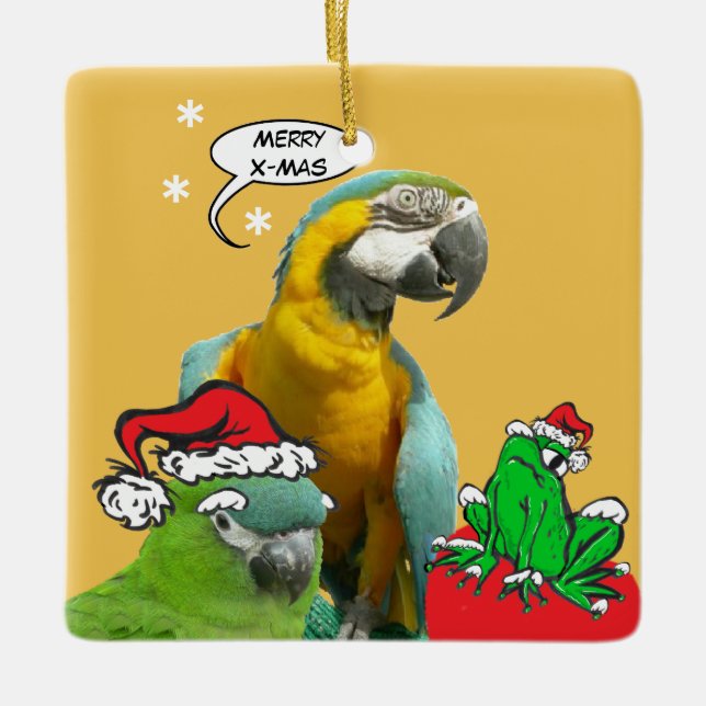 Drôle Parrot Parler Joyeux Ornement X-Mas (Devant)