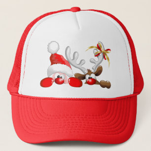 Drôle Père Noël et Reindeer Casquette de dessin an