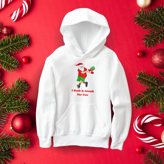 Drôle Père Noël Jouer Pickleball I Dash & Smash Fu (Pickleball Santa Smash! Gift this hoodie, ace the Christmas game!)