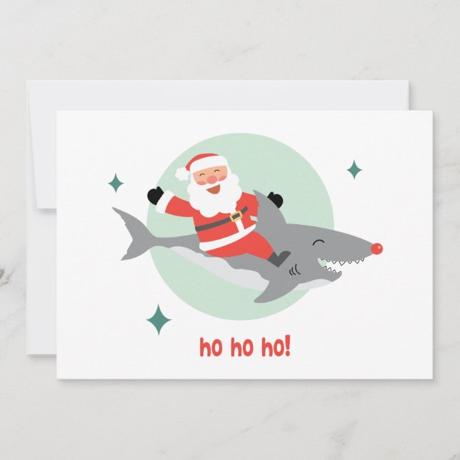 Drôle Père Noël Monter Un Requin (Devant)