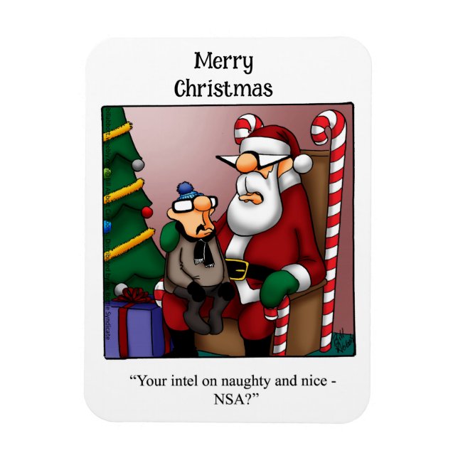 Drôle Père Noël Naughty Ou Nice Humour Magnet Cade (Vertical)