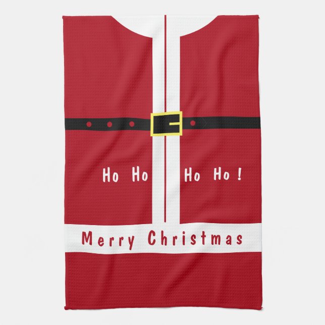 Drôle Père Noël Noël serviette de cuisine (Vertical)
