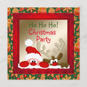 Drôle Père Noël & Reindeer Invitation de la fête d