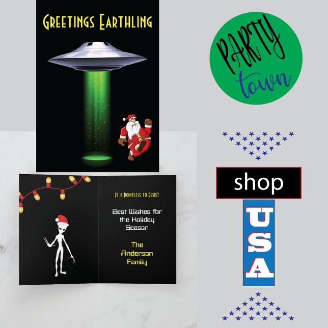 Drôle Père Noël 🎅 🛸 UFO Noël Carte de voeux (Créateur téléchargé)
