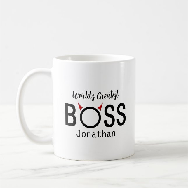 Drôle Personnalisé Cornes Boss Coffee Mug (Gauche)