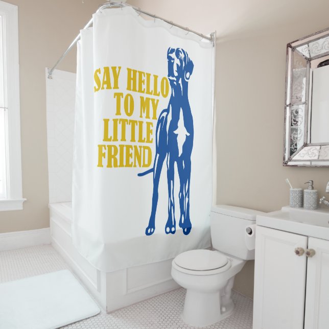 Drôle Petit Grand Dane Douche Rideau (En situation)