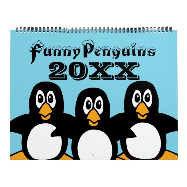 Drôle Pingouins Cartographie Grand Calendrier (Protection)