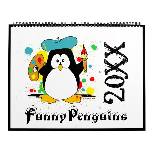 Drôle Pingouins Cartoon Art Grand Calendrier (Protection)