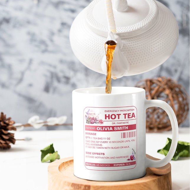 Drôle Pink Hot Tea Prescription Thé Café Mug (Créateur téléchargé)