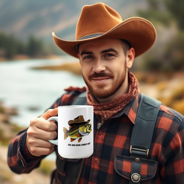 Drôle poisson basse de Mug avec un Casquette Cowbo (Gift for Him- Funny Fish Wearing a Cowboy Hat Coffee Mug )