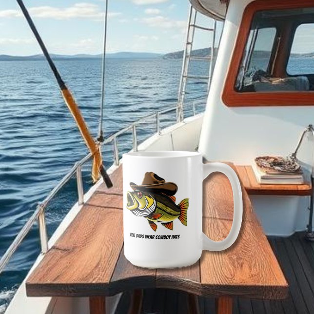 Drôle poisson basse de Mug avec un Casquette Cowbo (Funny Mug Bass Fish with a Cowboy Hat  fathers day gift)