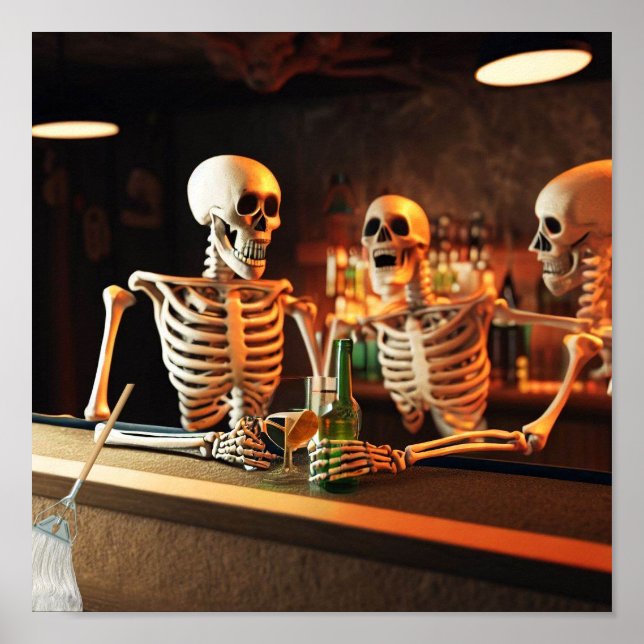 Drôle poster Skellett dans un bar (Devant)