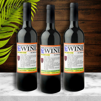 Drôle Prescription Étiquettes de vin rouge