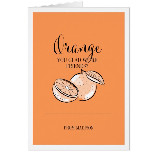 Drôle Pun Fruit Orange Valentine Card (Devant)