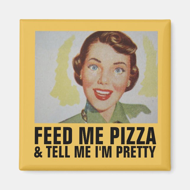 Drôle Retro Magnets de famille, Pizza (Devant)