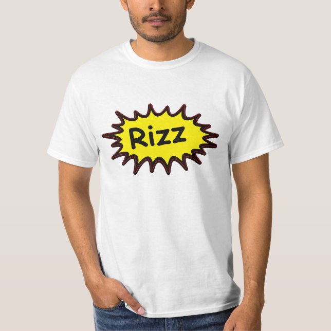 Drôle ‘Rizz’ White T-Shirt Humour mème Tee (Devant)