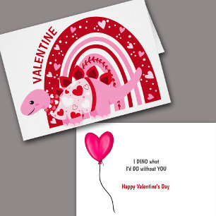 Drôle rose arc-en-ciel Dinosaur Valentine